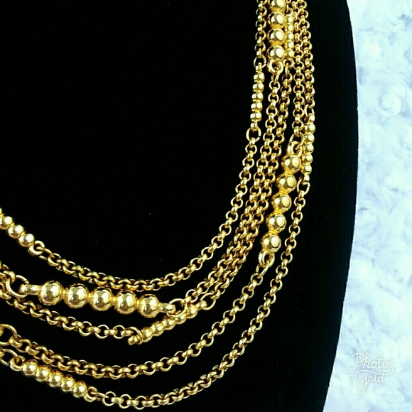 Vintage Monet Multi Strand Gold Chain Necklace - Picture 3 of 5